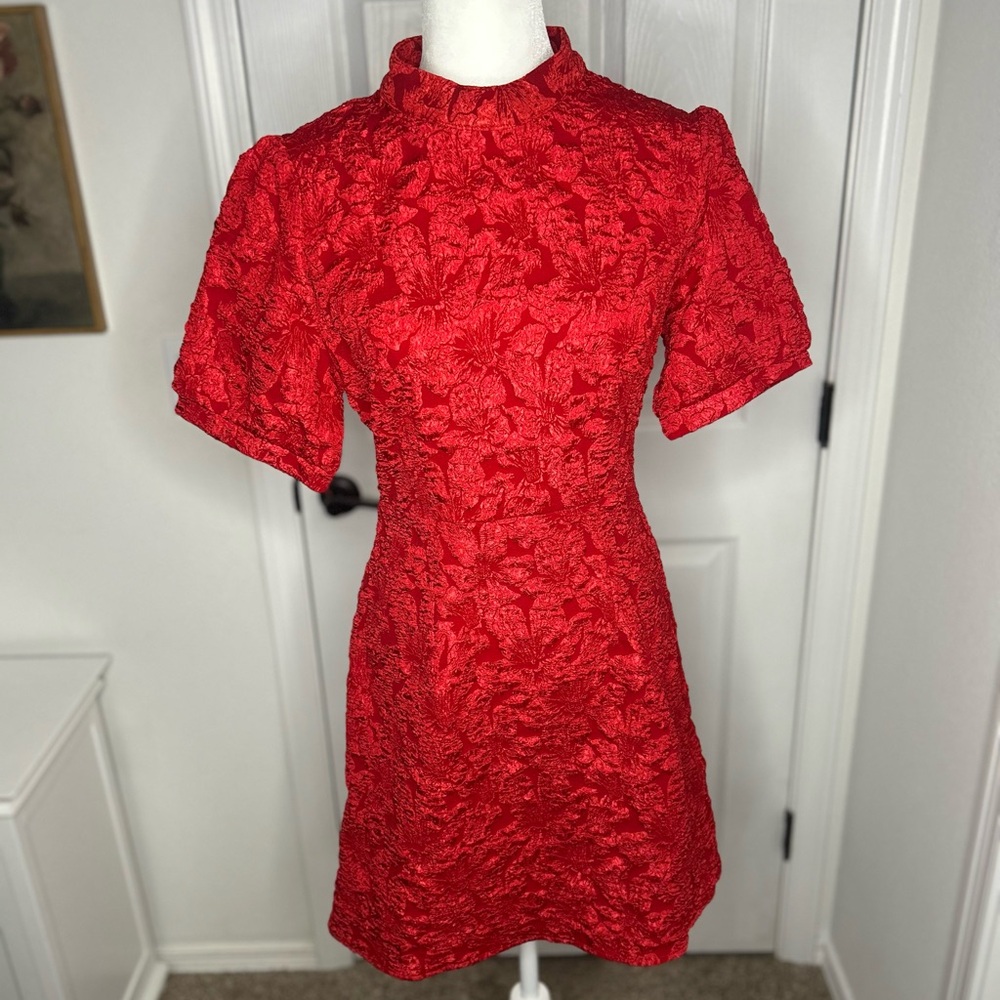 SHEIN Red Textured Mini Dress